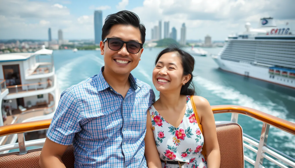 Singapore couple enjoying a cruise holiday