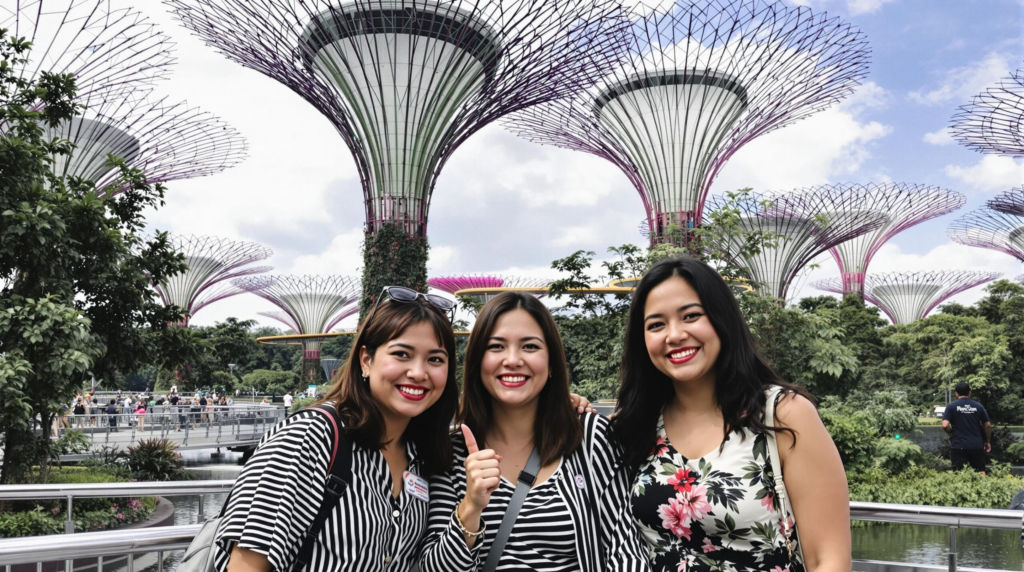 2 Singaporean female strolling along orchard road