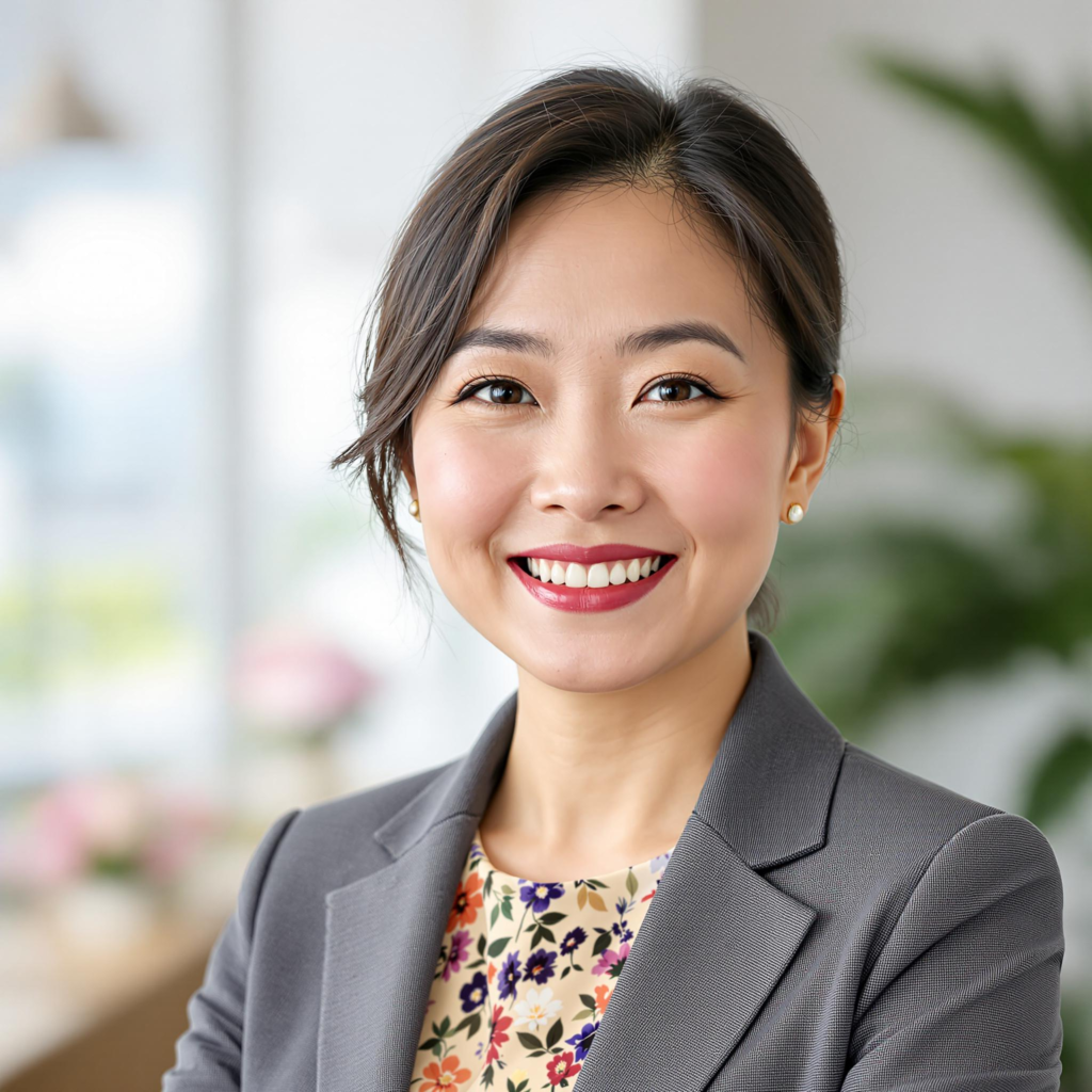 Headshot for profile picture Singapean chinese Female CEO of a Florist company